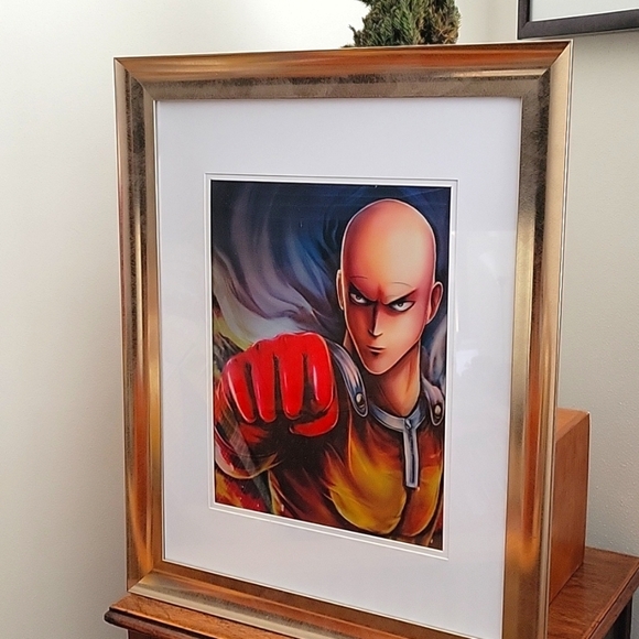 Custom Framed 3D Holographic Double Transition Lenticular Print, One Punch Man - Picture 4 of 5